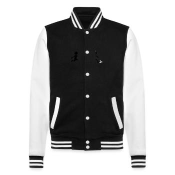 Fussballer Team Verein Spieler - College-Sweatjacke - Schwarz/Weiß - Vorne - Nik (191cm) & Marisol (170cm)