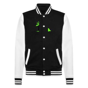 dinosaurier palme 02 - College-Sweatjacke - Schwarz/Weiß - Vorne - Nik (191cm) & Marisol (170cm)
