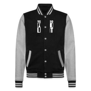 Happy Cat Flag Tshirts Cat Butt Tshirts Cat - College Sweat Jacket - black/heather grey - Front - Nik (191cm) & Marisol (170cm)
