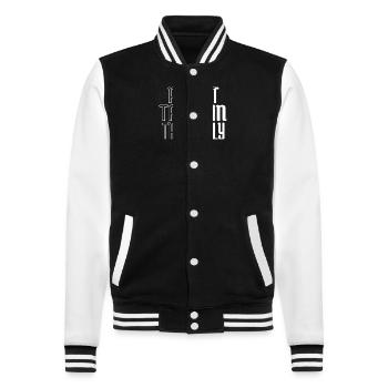 tropical birds gift geek communication in families - College-Sweatjacke - Schwarz/Weiß - Vorne - Nik (191cm) & Marisol (170cm)