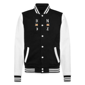 Children's First Day at School 2024 - College-Sweatjacke - Schwarz/Weiß - Vorne - Nik (191cm) & Marisol (170cm)