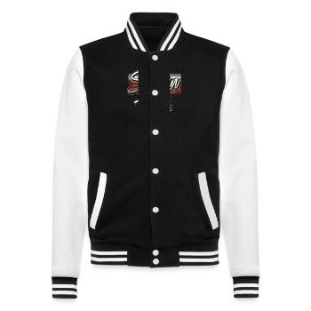 Schweden Angeln - College-Sweatjacke - Schwarz/Weiß - Vorne - Nik (191cm) & Marisol (170cm)