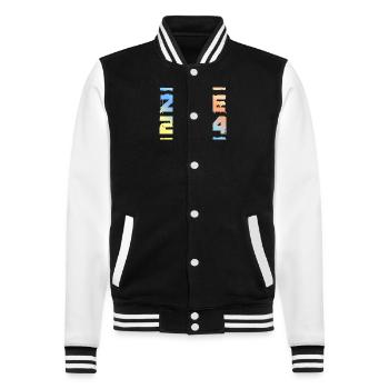 Zrce 2024 Bunt - College-Sweatjacke - Schwarz/Weiß - Vorne - Nik (191cm) & Marisol (170cm)