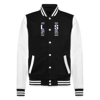 Happy 60s Hippy Funny Sayings Hippie Festival - College Sweat Jacket - black/white - Front - Nik (191cm) & Marisol (170cm)