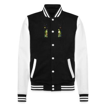 Cottagecore Frogs Camping - College Sweat Jacket - black/white - Front - Nik (191cm) & Marisol (170cm)