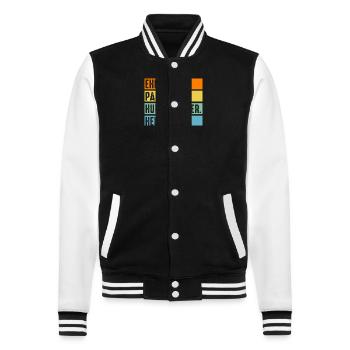 Hundetraining Vater Papa Hundeschule Hundetrainer - College-Sweatjacke - Schwarz/Weiß - Vorne - Nik (191cm) & Marisol (170cm)