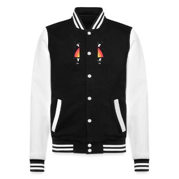 Mit mir kannst du du selbst sein - LGBTQ Ally - Pride - College-Sweatjacke - Schwarz/Weiß - Vorne - Nik (191cm) & Marisol (170cm)