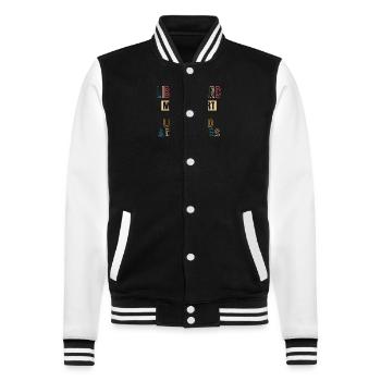 Bibliotheksausweis Mein Pass Zu Unbegrenzten - College-Sweatjacke - Schwarz/Weiß - Vorne - Nik (191cm) & Marisol (170cm)