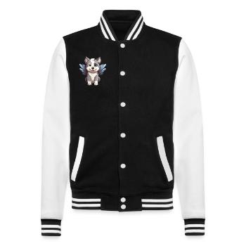Husky Angel - Cute dog with heavenly - College Sweat Jacket - black/white - Front - Nik (191cm) & Marisol (170cm)