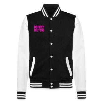 ich bin nicht retro - College-Sweatjacke - Schwarz/Weiß - Vorne - Nik (191cm) & Marisol (170cm)