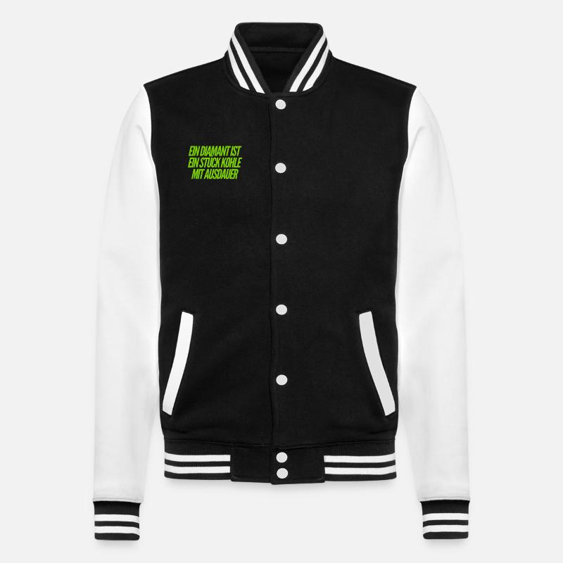 Kohle mit Ausdauer - College-Sweatjacke - Schwarz/Weiß