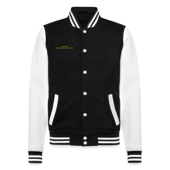ich mag die Stille - College-Sweatjacke - Schwarz/Weiß - Vorne - Nik (191cm) & Marisol (170cm)