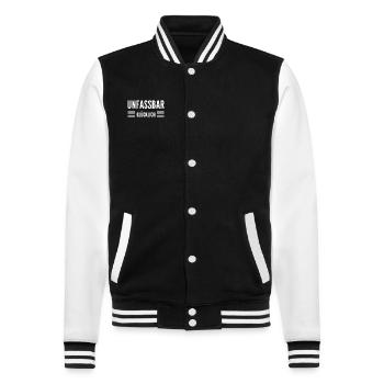 ich bin glücklich - College-Sweatjacke - Schwarz/Weiß - Vorne - Nik (191cm) & Marisol (170cm)