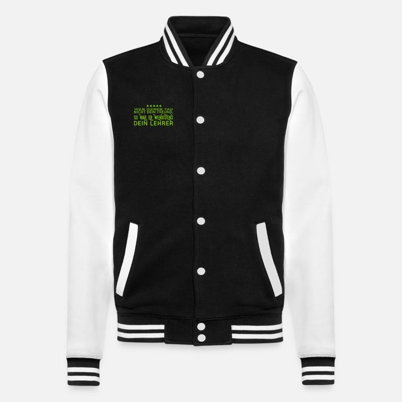 I've learned something - College Sweat Jacket - black/white
