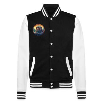 Astronaute Lion au coucher du soleil, créatif - Veste Teddy - noir/blanc - Devant - Nik (191cm) & Marisol (170cm)