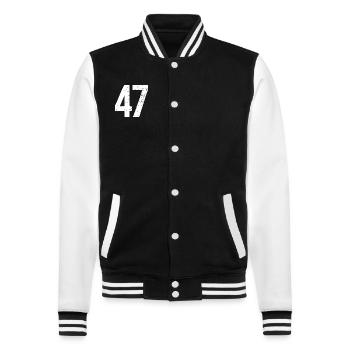 47 Numbers White - College Sweat Jacket - black/white - Front - Nik (191cm) & Marisol (170cm)