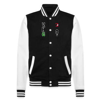 Lustiger Spruch Österreichischer Dialekt - College-Sweatjacke - Schwarz/Weiß - Vorne - Nik (191cm) & Marisol (170cm)