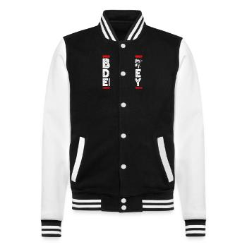 Master's Degree Studium Master Abschluss - College-Sweatjacke - Schwarz/Weiß - Vorne - Nik (191cm) & Marisol (170cm)