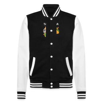 Capybara Taco - College-Sweatjacke - Schwarz/Weiß - Vorne - Nik (191cm) & Marisol (170cm)