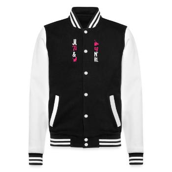 Stepptanzlehrer Stepptänzer Stepptanz - College-Sweatjacke - Schwarz/Weiß - Vorne - Nik (191cm) & Marisol (170cm)