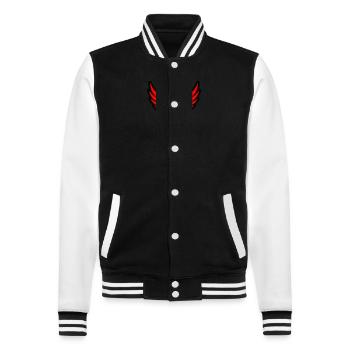Spartaner Helm Symbol - College-Sweatjacke - Schwarz/Weiß - Vorne - Nik (191cm) & Marisol (170cm)