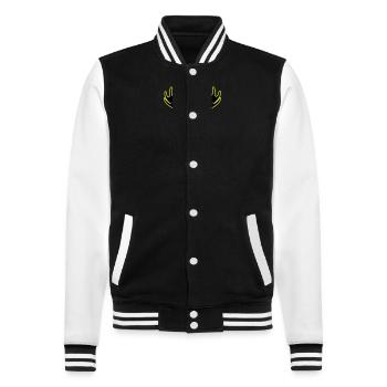 Moose Head Portrait Icon - College Sweat Jacket - black/white - Front - Nik (191cm) & Marisol (170cm)