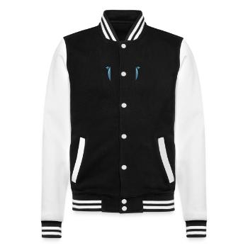 Delfin Paar Valentinstag - College-Sweatjacke - Schwarz/Weiß - Vorne - Nik (191cm) & Marisol (170cm)