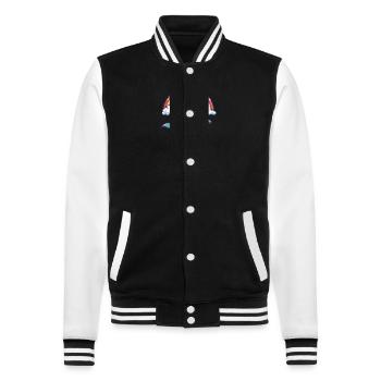 Delfin Weihnachtsmann Regenbogen - College-Sweatjacke - Schwarz/Weiß - Vorne - Nik (191cm) & Marisol (170cm)