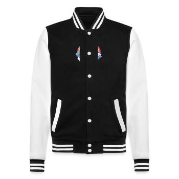 Dinosaurier stegosaurus Weihnachtsmann Regenbogen - College-Sweatjacke - Schwarz/Weiß - Vorne - Nik (191cm) & Marisol (170cm)
