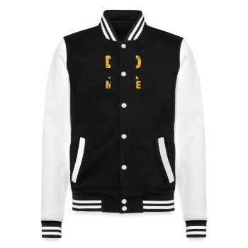 Dino Nuggets Dinosaurier Chicken Nuggets - College-Sweatjacke - Schwarz/Weiß - Vorne - Nik (191cm) & Marisol (170cm)