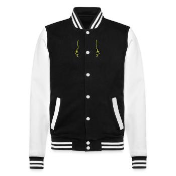 Fox Head Portrait Icon - College Sweat Jacket - black/white - Front - Nik (191cm) & Marisol (170cm)