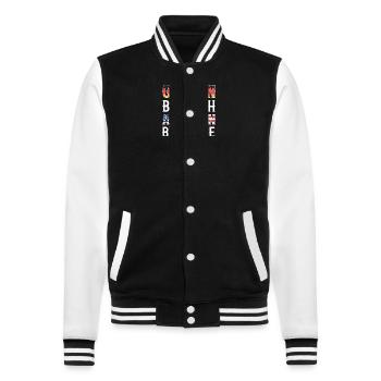 Américain Allemand - Veste Teddy - noir/blanc - Devant - Nik (191cm) & Marisol (170cm)