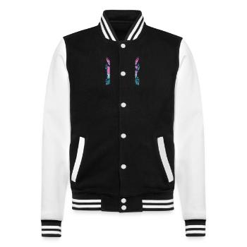 Prag Crew Bunt - College-Sweatjacke - Schwarz/Weiß - Vorne - Nik (191cm) & Marisol (170cm)