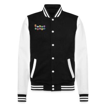 Bingo-Königin - College-Sweatjacke - Schwarz/Weiß - Vorne - Nik (191cm) & Marisol (170cm)