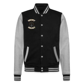 Rondelle de hockey - Veste Teddy - noir/gris chiné - Devant - Nik (191cm) & Marisol (170cm)