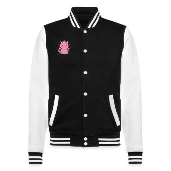 kleiner Baby Drache Fabelwesen Märchen - College-Sweatjacke - Schwarz/Weiß - Vorne - Nik (191cm) & Marisol (170cm)