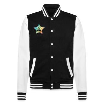 Trampolin - College-Sweatjacke - Schwarz/Weiß - Vorne - Nik (191cm) & Marisol (170cm)