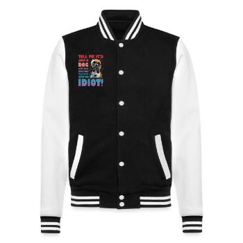 Boxer Lustiger Spruch - College-Sweatjacke - Schwarz/Weiß - Vorne - Nik (191cm) & Marisol (170cm)