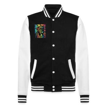 Boxer - College Sweat Jacket - black/white - Front - Nik (191cm) & Marisol (170cm)