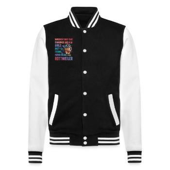 Rottweiler Womens best friend - College-Sweatjacke - Schwarz/Weiß - Vorne - Nik (191cm) & Marisol (170cm)