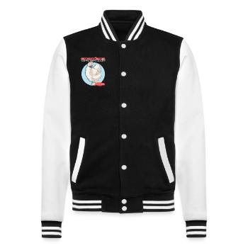 Seidenhuhn | Silkie Hühner Seidenhühner Geschenk - College-Sweatjacke - Schwarz/Weiß - Vorne - Nik (191cm) & Marisol (170cm)
