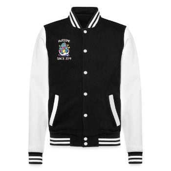 Kinder Dinos Geburtstagsparty | Awesome Seit 2019 - College-Sweatjacke - Schwarz/Weiß - Vorne - Nik (191cm) & Marisol (170cm)