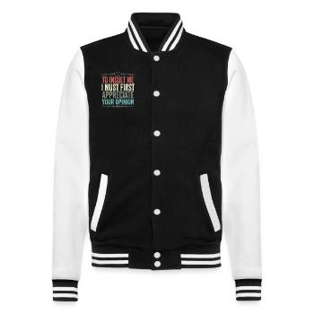 Pour m’insulter, je dois d’abord valoriser votre opinion - Veste Teddy - noir/blanc - Devant - Nik (191cm) & Marisol (170cm)