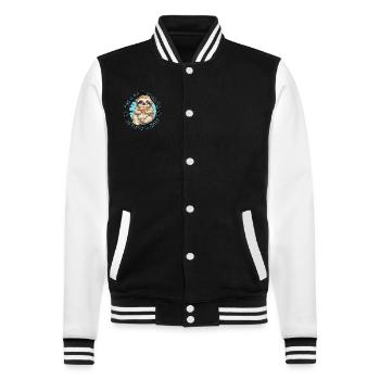 Sloth tired and hungry with a slice of pizza - College Sweat Jacket - black/white - Front - Nik (191cm) & Marisol (170cm)
