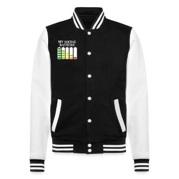 Introvertierte soziale Ängste - College-Sweatjacke - Schwarz/Weiß - Vorne - Nik (191cm) & Marisol (170cm)