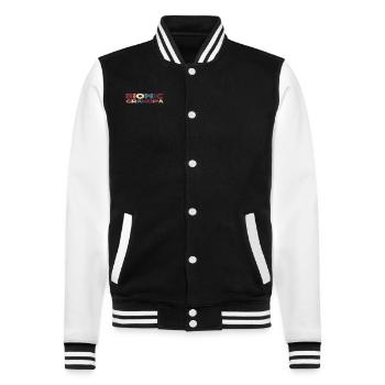 Bionisches Hüft-opa-design Für Die Genesung Nach - College-Sweatjacke - Schwarz/Weiß - Vorne - Nik (191cm) & Marisol (170cm)