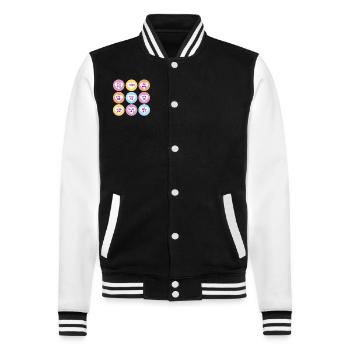 Sag ja nein vielleicht Optionen Erstes Date - College-Sweatjacke - Schwarz/Weiß - Vorne - Nik (191cm) & Marisol (170cm)