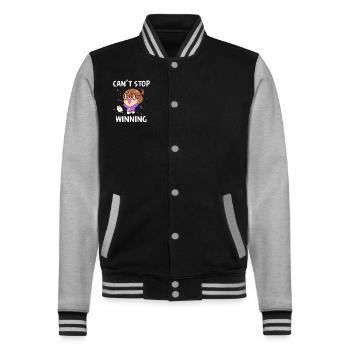 Je ne peux pas arrêter de gagner - Veste Teddy - noir/gris chiné - Devant - Nik (191cm) & Marisol (170cm)