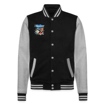 Aquarium Aquaristics Aquarist Ornamental Fish Gift - College Sweat Jacket - black/heather grey - Front - Nik (191cm) & Marisol (170cm)