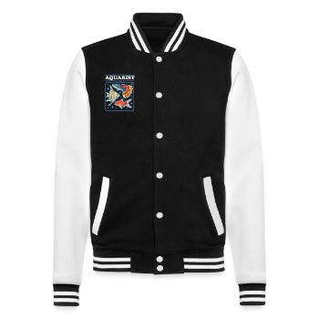 Aquarium Aquarist Aquaristics Ornamental Fish Gift - College Sweat Jacket - black/white - Front - Nik (191cm) & Marisol (170cm)